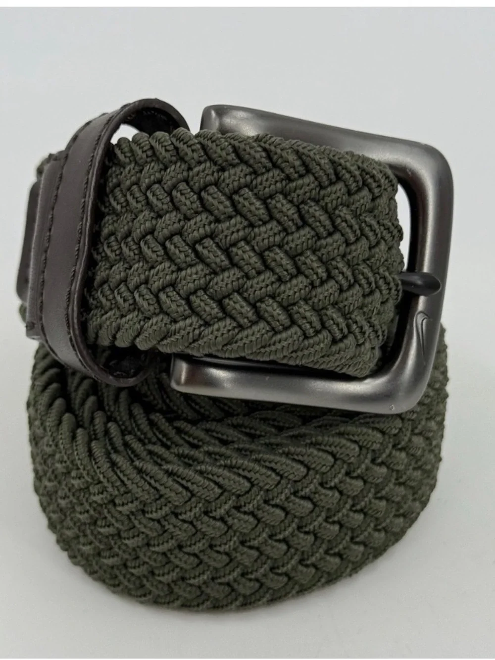 Nike G-Flex Men's Braided Stretch Belt in Olive Green with Matte Buckle